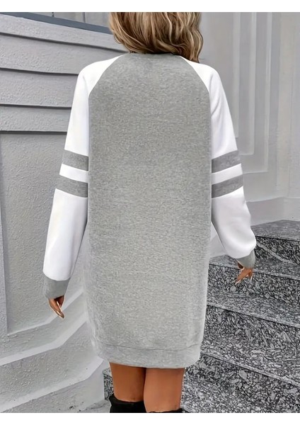 Kadın Uzun Kollu Bisiklet Yaka Şardonlu Üç Iplik Kısa Elbise indirimleri