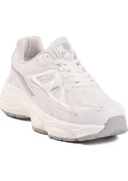 Fashion Beyaz-Gri Fileli Unisex Spor Ayakkabı Darkstep 182 G