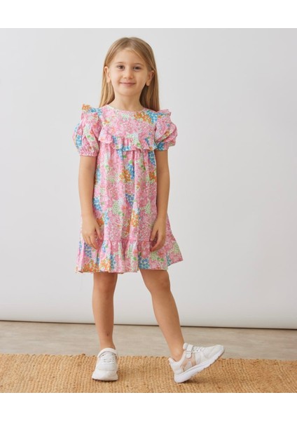 Kız Çiçek Desenli Elbise