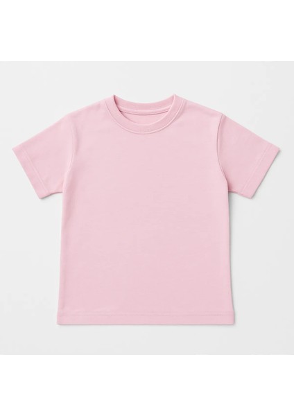 Unisex Basic Pamuklu Oversize Toz Pembe Çocuk Tişört modelleri
