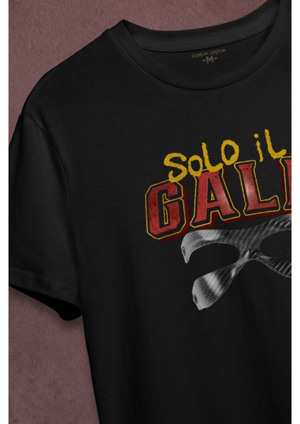 Solo Il Gala Sadece Sarı Kırmızı Maske Baskılı T-Shirt Siyah Tişört modelleri