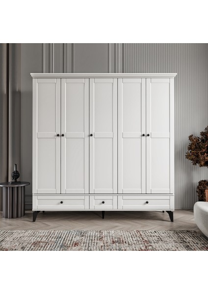 Silva 5 Kapaklı Çekmeceli Mdf Gardırop