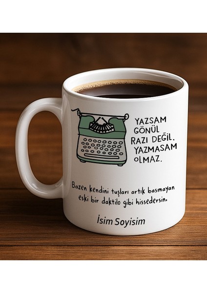 Komik - Esprili Kupa Bardak Daktilo Tasarımlı Komik Kupa Bardak