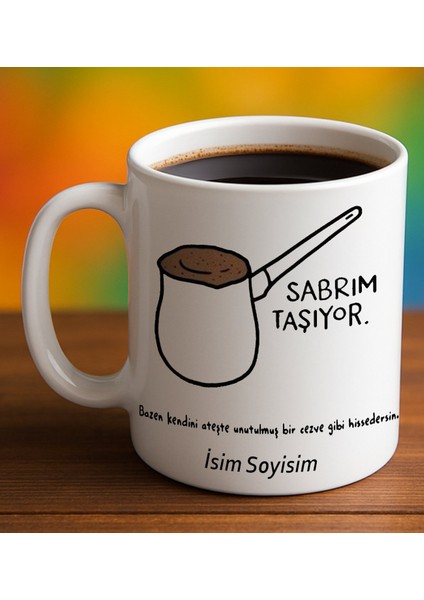 Komik - Esprili Kupa Bardak Sabrım Taşıyor Yazılı Komik Kupa Bardak