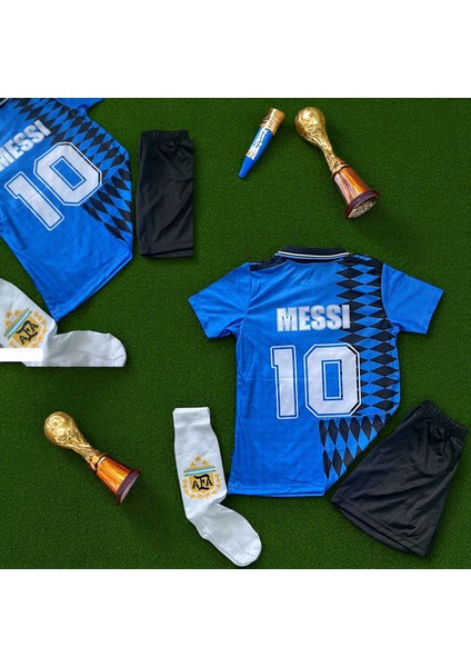 Çocuk Dünya Kupası 1994 Messi Arjantin Milli Takım Halı Saha Forması Tişört Çoraplı 3lü Set fiyatları