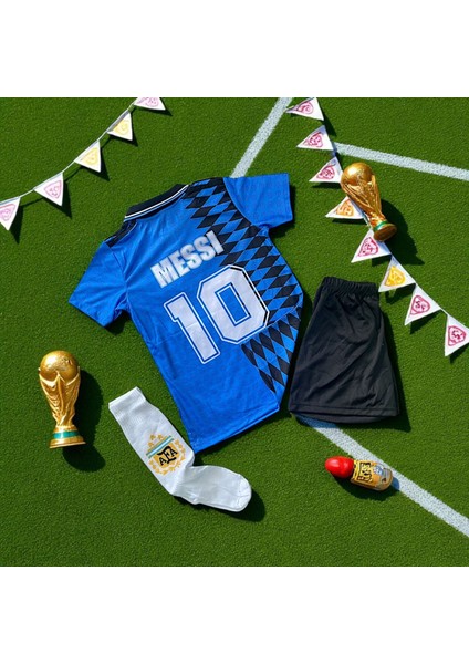 Çocuk Dünya Kupası 1994 Messi Arjantin Milli Takım Halı Saha Forması Tişört Çoraplı 3lü Set fırsatları