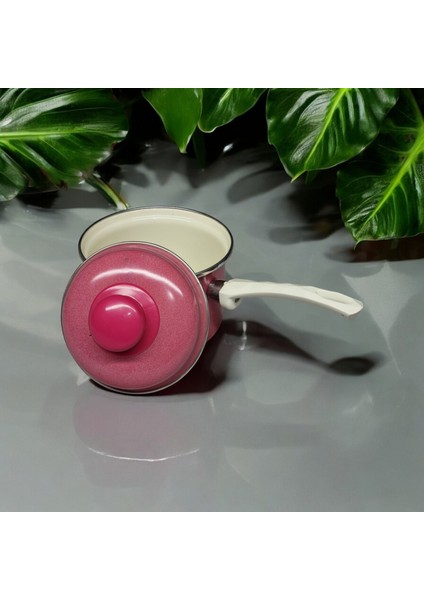 Emaye Yumurta Haşlama Sos Mama Tavası 12 cm 800ML Kırmızı Kapaklı