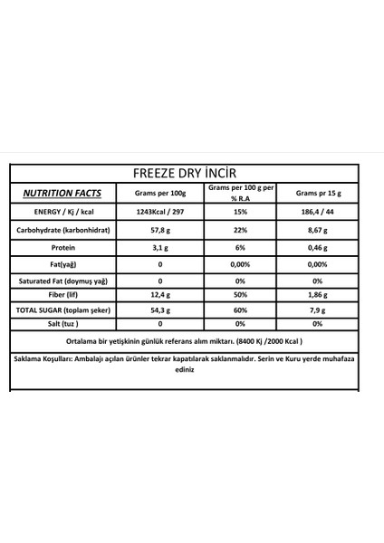 İncir Dondurularak Kurutulmuş İncir 15 gr - Doğal ve Sağlıklı Atıştırmalık fiyatları