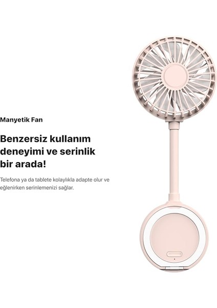 Manyetik Fan Taşınabilir Vantilatör USB Type-C Şarj Edilebilir Ultra Sessiz 3 Hız Kademeli Soğutucu Magsafe Telefon Fanı X6104 Pembe indirimleri