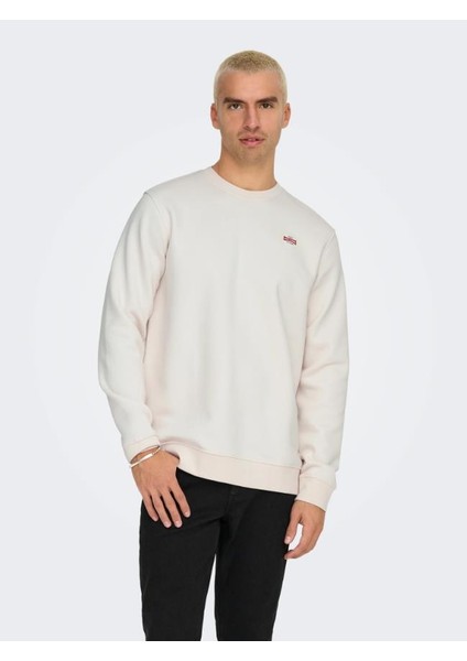 Only&Sons ONSDAWSON REG CREW VD Beyaz Erkek Sweatshirt