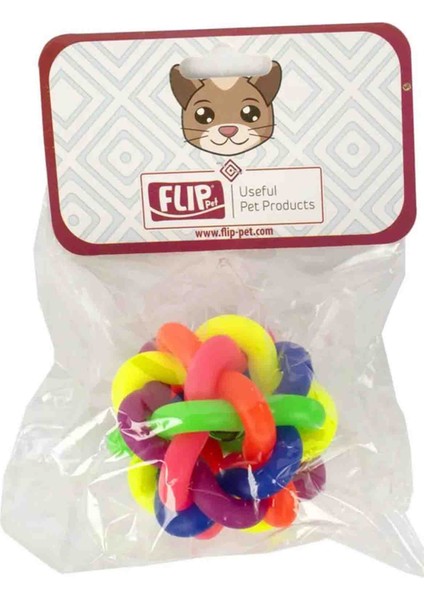 Plastik Dental Gökkuşağı Top Kedi Köpek Oyuncak Zilli