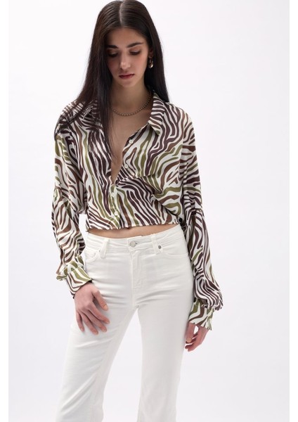 Desenli Crop Gömlek fırsatları