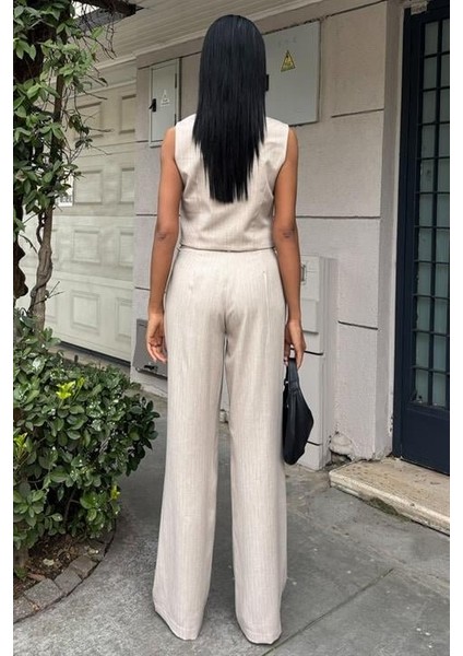 Yeleği Çapraz Detay Düğmeli Cepli Yelekli Takım 10150 fırsatları