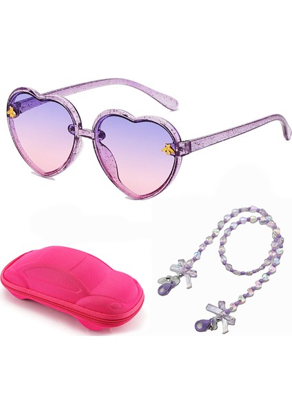 Uv Koruması ve Düşmeye Karşı Zincirli Kalp Şeklinde Çocuk Güneş Gözlüğü (Yurt Dışından)
