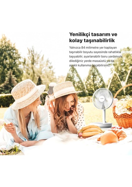 Katlanabilir Vantilatör Doğal Rüzgar Şarj Edilebilir Bataryalı 4 Hız Kademeli Ultra Sessiz Taşınabilir Ayaklı Fan X6103