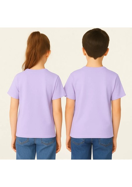 Unisex Basic Pamuklu Oversize Lila Çocuk Tişört fiyatları