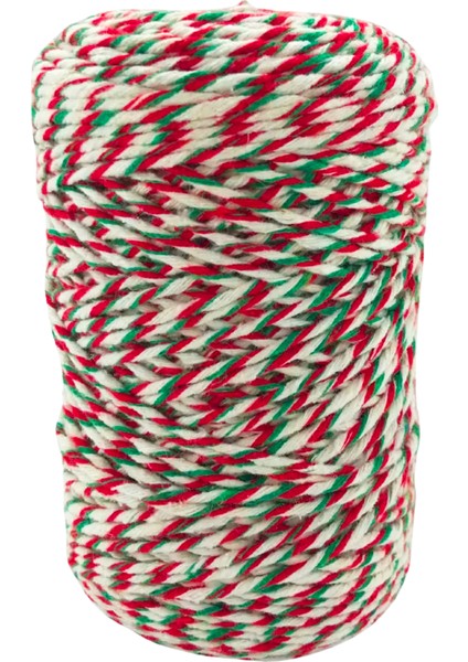 200 Metre Kırmızı Beyaz Yeşil 001 Paketi İpi Süsleme İpi Renkli Paket Süsleme İpi Marteniçka İpi Bileklik İpi 200 Gram