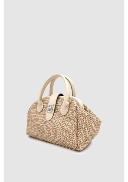 Drisa Kilit Detaylı Çapraz Askılı Hasır El Çantası Krem fiyatları