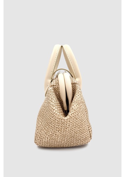 Drisa Kilit Detaylı Çapraz Askılı Hasır El Çantası Krem fırsatları