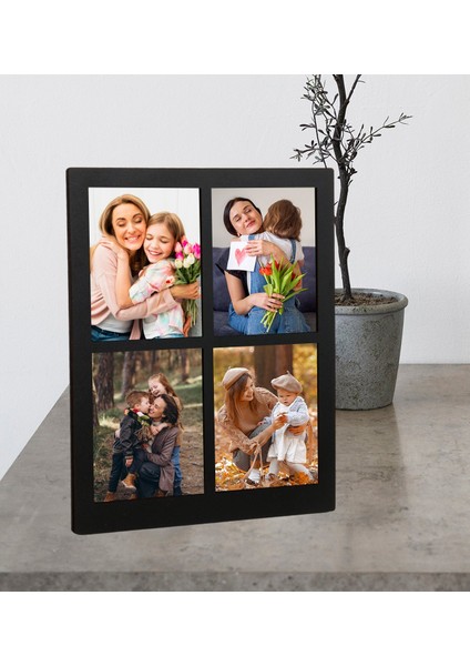 Anneler Gününe Özel 4 Fotoğraflı Siyah Masaüstü Kolaj Çerçeve Çay ve Nescafe Fincanı Bayan Cüzdan Inci Anahtarlık fiyatları