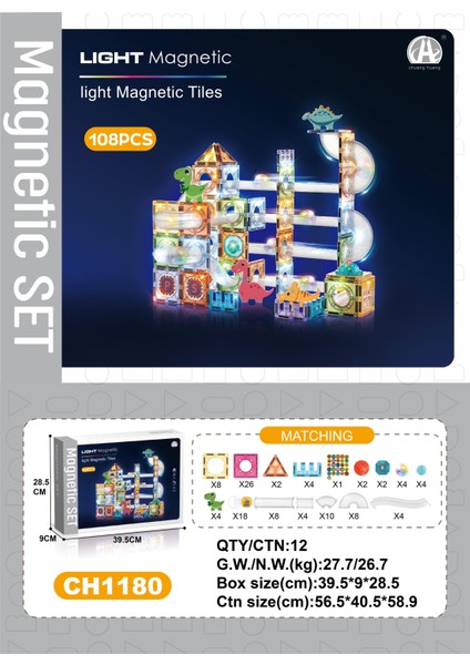 Magnetic Tiles 108 Parça CH1180