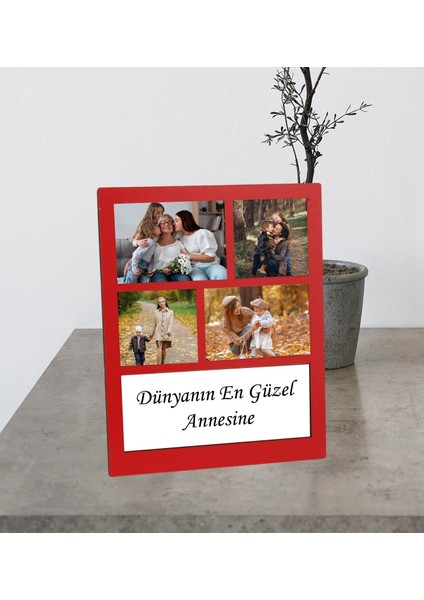 Anneler Gününe Özel 4 Fotoğraflı Kolaj Çerçeve Çay ve Nescafe Lüx Fincan Bayan Cüzdan Inci Anahtarlık Hediye Seti fiyatları