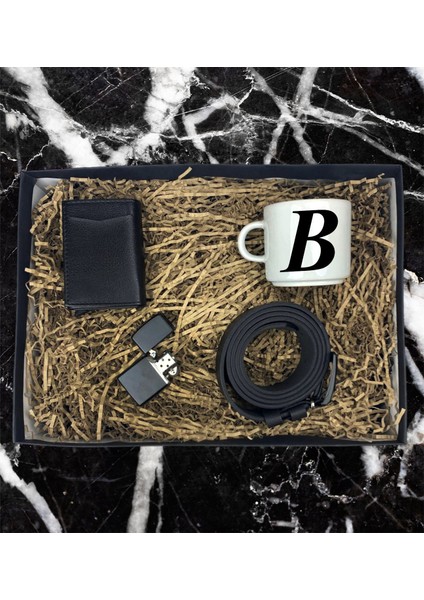 Kişiye Özel Baş Harf Tasarımlı Nescafe Fincanı Mekanizmalı Cüzdan Kemer Çakmak Özel Hediye Seti