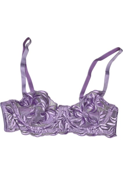 Lila Çiçek Desenli Balenli Sütyen Takımı fırsatları