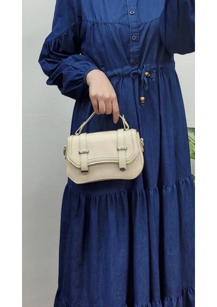 Yarım Düğmeli Eteği Fırfırlı Denim Kot Elbise fiyatları