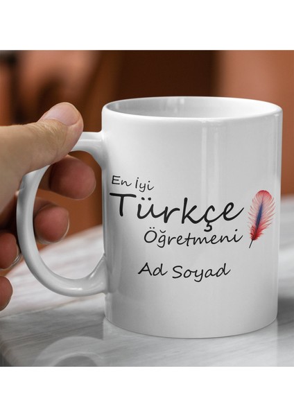 Öğretmenler Gününe Özel En Iyi Türkçe Öğretmeni Tasarımlı Kupa Bardak Ahşap Çerçeve Seti fiyatları