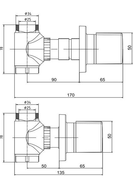 Yak Ara Kesme Valfi G3/4 Ø25 Yuvarlak fiyatları