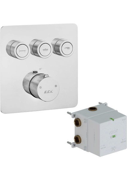 Eca Termostatik Ankastre Banyo Bataryası Sıva Üstü -Sıva Altı 3 Yollu
