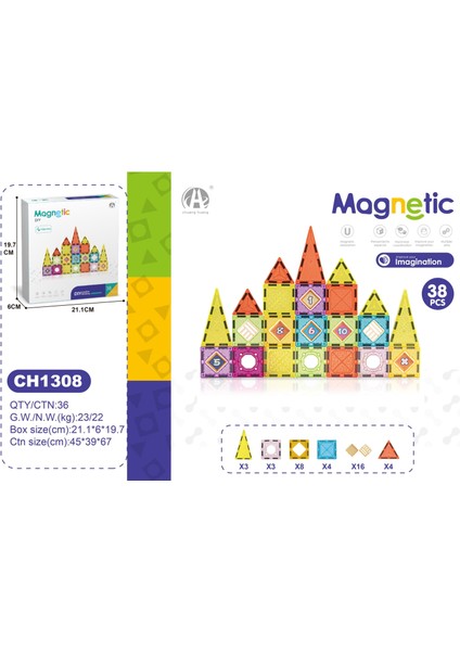 Magnetic Tiles 38 Parça CH1308