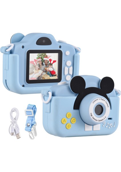 Çocuk Dijital Kamera 1080P Çift Lens 2 Inç IPS Ekran 4x Zoom Dahili Pil Boyun Askısı Hediye (Yurt Dışından)