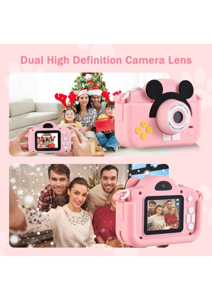 Çocuk Dijital Kamera 1080P Çift Lens 2 Inç IPS Ekran 4x Zoom Dahili Pil Boyun Askısı Hediye (Yurt Dışından) fiyatları