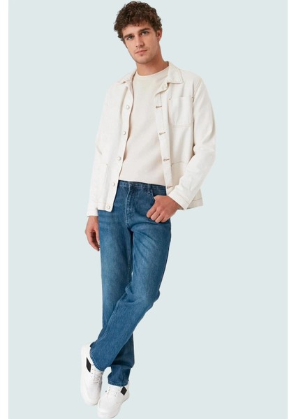 Erkek Straight Fit Denim Pantolon Yüksek Bel Uzun Boy Pamuk Günlük Kullanım Modern Tasarım
