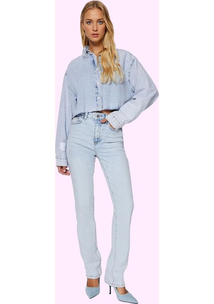 Kadın Yüksek Bel Flare Jean Denim Pantolon Comfort Dokuma Günlük Kullanım Kaliteli Malzeme modelleri