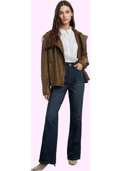 Kadın Yüksek Bel Geniş Paça Uzun Boy Jean Pantolon Pamuklu Günlük Stil Yaz Aylarının Vazgeçilmezi