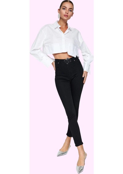 Kadın Skinny Jegging Yüksek Bel Dar Paça Regular Boy Denim Günlük Yaz Aylarının Vazgeçilmezi fiyatları