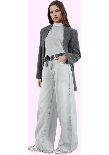 Kadın Yüksek Bel Geniş Paça Palazzo Jean Pantolon Pamuk Günlük Stil Yaz Aylarının Vazgeçilmezi