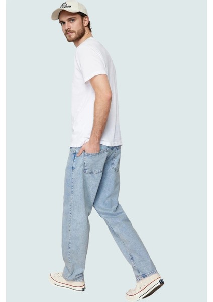 Erkek Baggy 90S Straight Fit Kot Pantolon Normal Bel Denim Günlük Kombinler Modern Tasarım modelleri