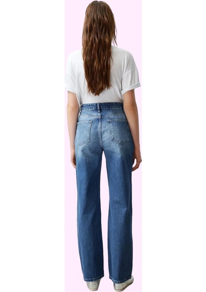 Kadın Yüksek Bel Geniş Paça Kot Pantolon Pamuklu Günlük Stiller Yaz Aylarının Vazgeçilmezi modelleri