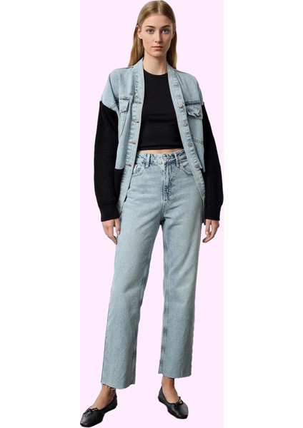 Kadın Yüksek Bel Straight Jean Pantolon Pamuk Denim Günlük Stil Yaz Aylarının Vazgeçilmezi