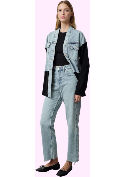 Kadın Yüksek Bel Straight Jean Pantolon Pamuk Denim Günlük Stil Yaz Aylarının Vazgeçilmezi fiyatları