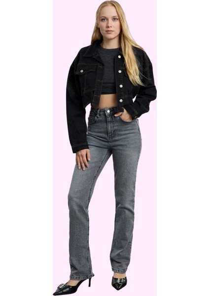 Kadın Yüksek Bel Flare Jean Denim Pantolon Comfort Dokuma Günlük Kullanım Kaliteli Malzeme