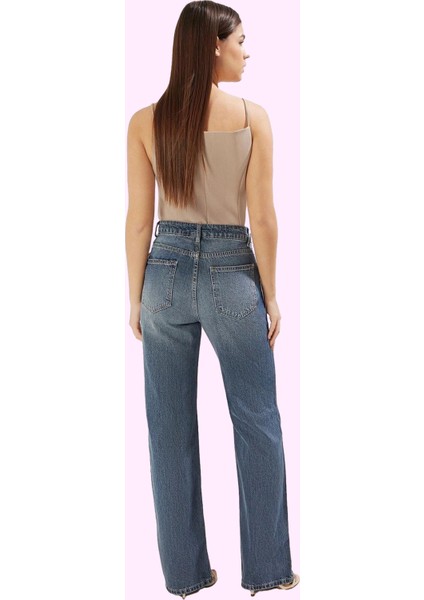 Kadın Yüksek Bel Geniş Paça Denim Pantolon Pamuk Günlük Stil Hafta Sonu Yaz Aylarının Vazgeçilmezi modelleri