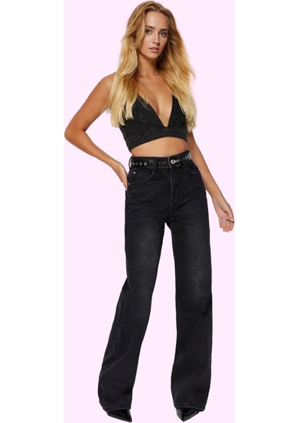 Kadın Yüksek Bel Geniş Paça Jean Pantolon Pamuk Günlük Kombinler Yaz Aylarının Vazgeçilmezi fiyatları