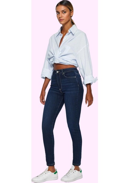 Kadın Skinny Jean Yüksek Bel Uzun Boy Düz Desenli Günlük Hafta Sonu Yaz Aylarının Vazgeçilmezi fiyatları