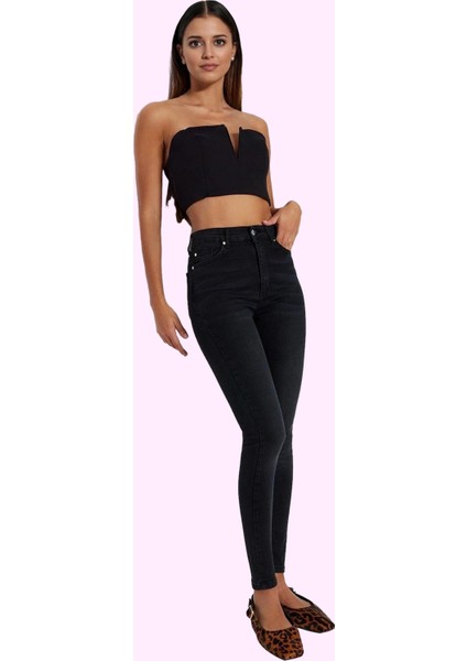Kadın Skinny Jean Yüksek Bel Dar Paça Incelten Etki Günlük Kombinler Yaz Aylarının Vazgeçilmezi