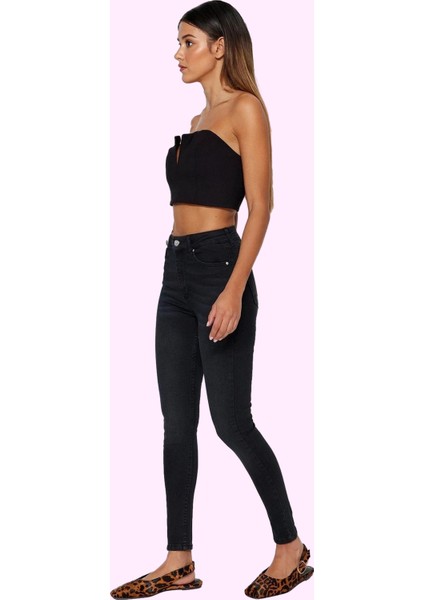 Kadın Skinny Jean Yüksek Bel Dar Paça Incelten Etki Günlük Kombinler Yaz Aylarının Vazgeçilmezi fiyatları